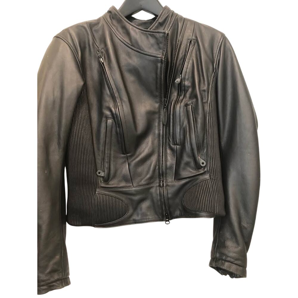 HD Women's FXRG Leather Motorcycle Riding Jacket Medium 8-10